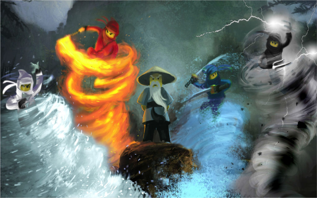 The Ninjago concept was first thought of on a Friday and during the weekend Craig Sellars painted this 2009