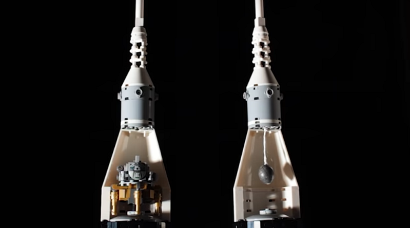 LEGO Ideas 21309 NASA Apollo Saturn V used to demonstrate skyscraper stability